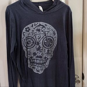 Dark Blue Skull Graphic Hoodie